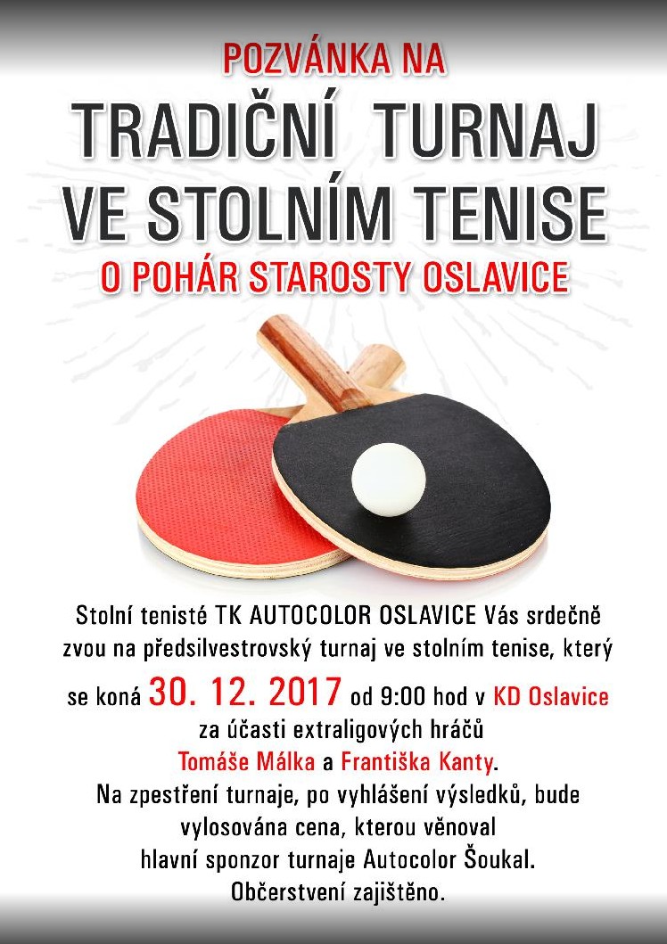 Tradiční turnaj ve stolním tenise - O pohár starosty Oslavice