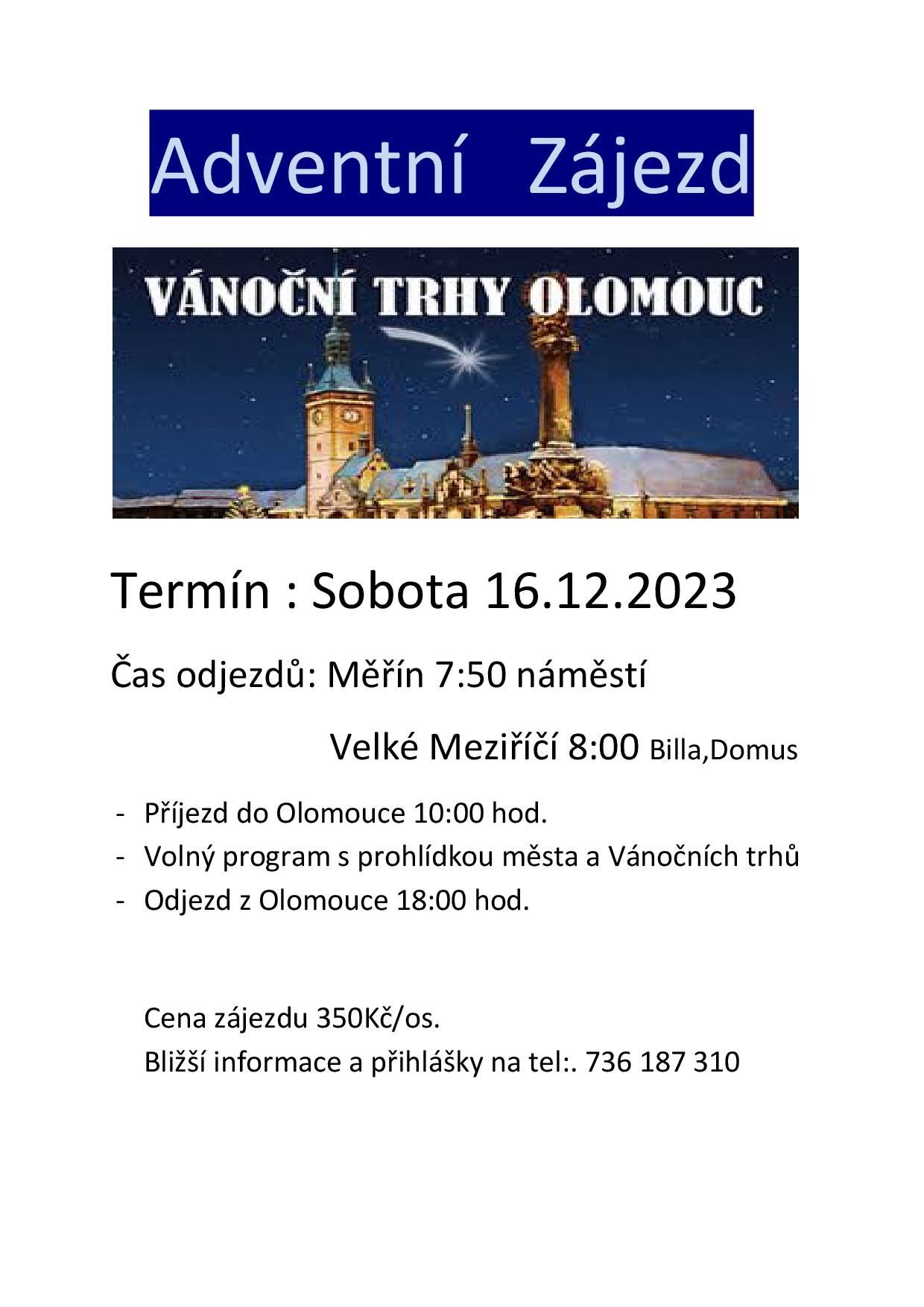 Autobusem na výlet na adventní trhy do Olomouce a po Vánocích do termálů na Slovensko
