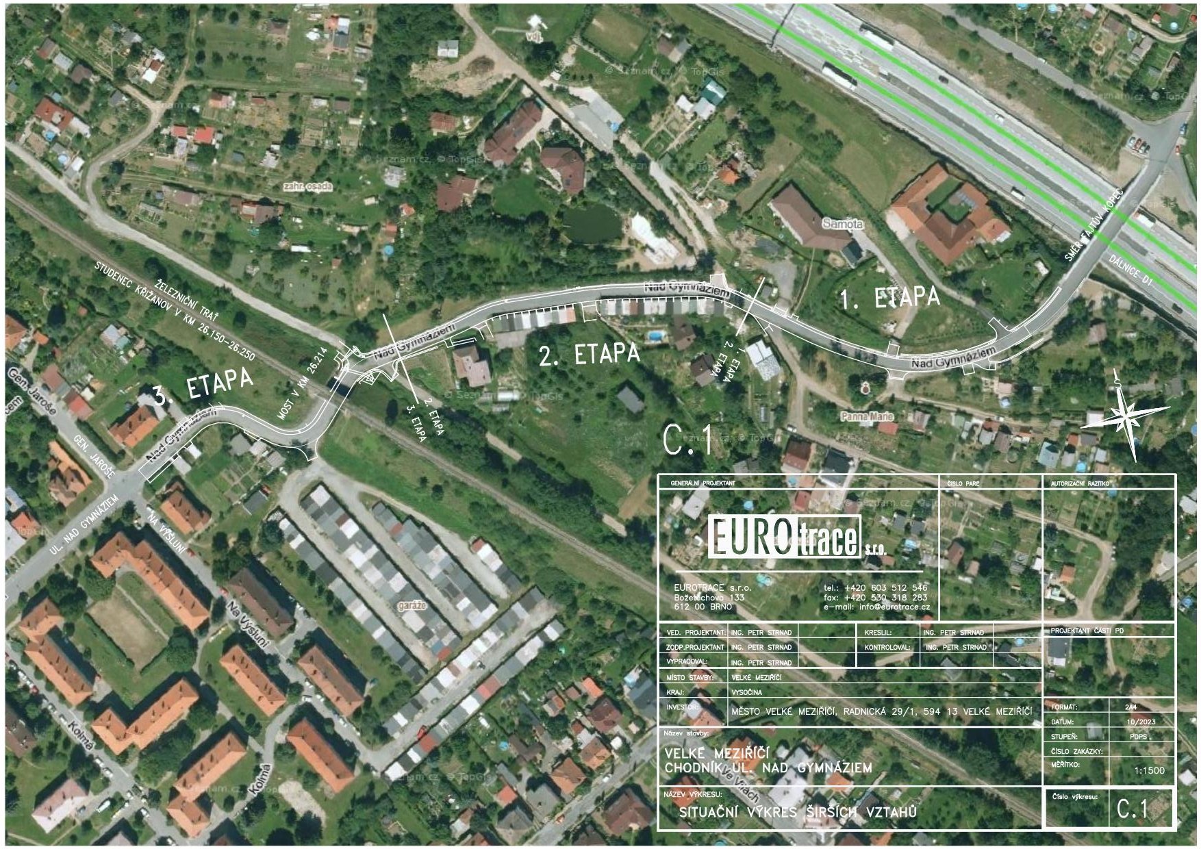 Město hledá zhotovitele silnice a chodníku k dálnici na ulici Nad Gymnáziem
