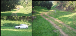 Auta omezující hráče, a ničící discgolfové hřiště v Kunšovci při objíždění uzavřeného Karlova.....