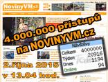Dnes ve 13.04 jsme přivítali již 4.000.000tého čtenáře NovinyVM.cz. Děkujeme za vaši přízeň!!!!