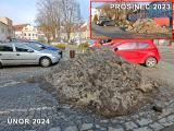 Vánoční zásoby sněhu na náměstí se pomalu, ale jistě rozpouští...