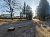 Začalo kácení tujové aleje u vstupu na hřbitov na Karlově.