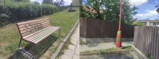 Nedaleko ZŠ Oslavická řádil neznámý vandal. Počmáral lavičky i sloupy veřejného osvětlení číslovkou 213.