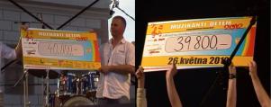 Muzikanti zazpívali dětem. Handicap sport clubu byly předány šeky na  40.000 a 39.800 Kč