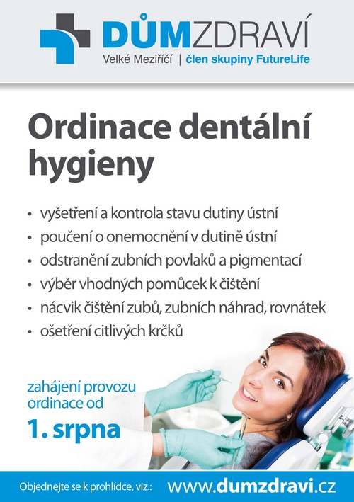 Od 1.8.2016 otevíráme pracoviště dentální hygieny