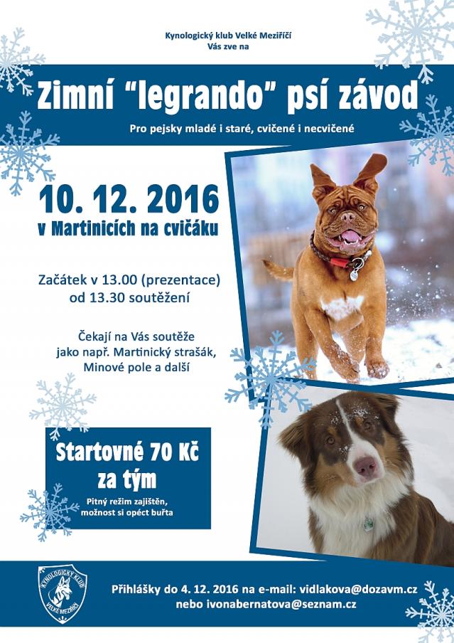 Kynologický klub zve na zimní psí závod v Martinicích