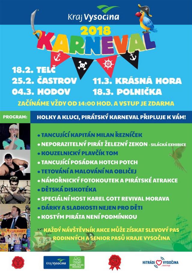 Na Karneval Kraje Vysočina v neděli 4. března do Hodova