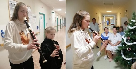 Dívky zahrály na Štědrý den pacientům v Mostištích