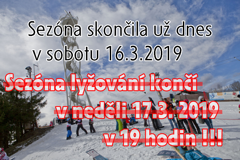 Pozor! V neděli 17. března v 19 hodin bude ukončena sezóna lyžování na Fajťáku