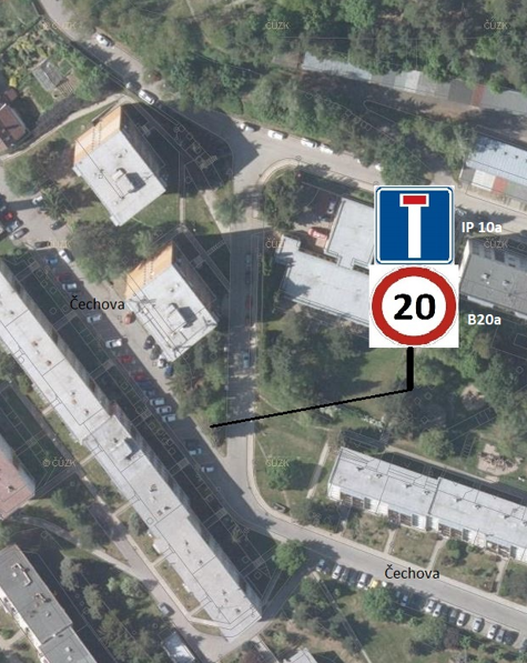 Na části ulice Čechova bude omezena rychost na 20 km/h.
